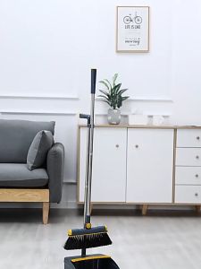 [SG READY STOCK] Broom Dustpan Set Rotatable Broom Wind Proof Dust Pan Broom Comb Scraper Foldable Standing Storage