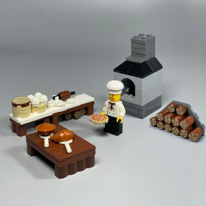 Domestic Small Particle Building Blocks DIY Christmas Scene Toys Bread Pizza Santa Winter Figurine Accessories Creative Assembly Blocks