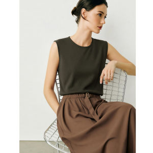 AMII | Round Neck Flounce Cutout Wearable Both Front and Back Knit Top