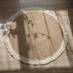 Scandinavian Cotton Rope Lace Fringe Rug Round