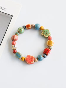 สร้อยข้อมือเซรามิกเคลือบด้านสไตล์จีนโบราณสำหรับผู้หญิง สร้อยข้อมือคู่รัก สร้อยข้อมือแฟชั่น สร้อยข้อมือแบบถัก