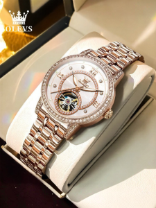 OLEVS | Đồng Hồ Cơ Tự Động Phái Nữ Đính Kim Cương