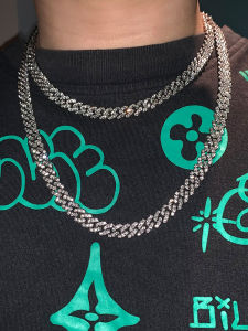 สร้อยคอฮิปฮอปสไตล์อเมริกัน 9 มม. โซ่คิวบาเต็มเพชร แฟชั่นสตรีท แบรนด์ดัง สำหรับผู้ชายและผู้หญิง เครื่องประดับแฟชั่น