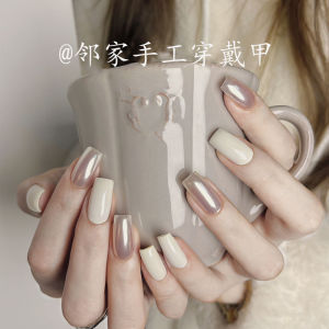 Handmade Wearable Nail Art Hailey Moonlight Pearl Aurora Milk White Bridal UV Light Therapy False Nails Detachable for Any Skin Type