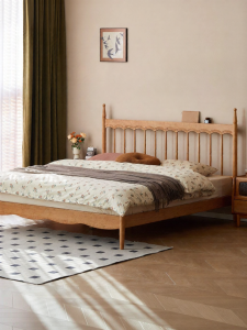 WEISHA | Giường Gỗ Kiểu Pháp Cổ Đôi 1.8m