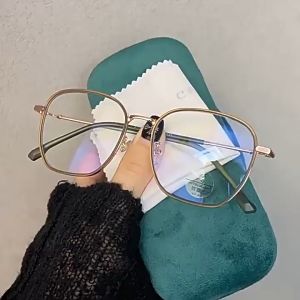 Korean High-quality Anti-blue Light Graded Glasses for Nearsighted 0-600° Female Matte Metal Frame for Men and Women