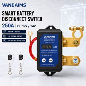VANEAIMS 250A Smart Remote Battery Disconnect Switch 12V 24V Digital Voltage Display Low Voltage Protection Car Battery Isolator Cut Off Switch