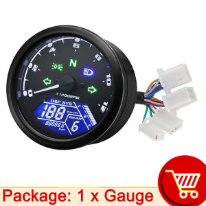 RYSJM | New Universal Motorcycle 12000RMP LCD Speedometer Odometer Tachometer 1-4 Cylinders Motorbike Gauge Motorcycle Digital Dash
