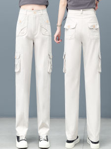 High Waist Workwear Pants Womens Spring Autumn New Style Slim Straight Casual Pants Multiple Pockets Mountain Climbing Sports Paratrooper Trousers