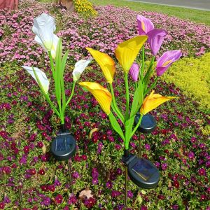1PC 4head Outdoor Solar Horseshoe Flower Ground Mounted Light Used for GardenCourtyardLawnPartyPath and Balcony Decoration