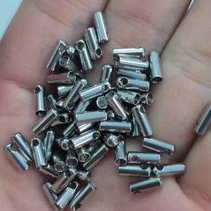 JHNBY Crimp End Stainless Steel Caps Leather Cords End Tip Beads Caps Clasps 50pcs DIY Jewelry Making Cord Accessories Finding