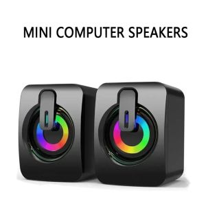 Mini Computer Speakers Sound Box HIFI Stereo Microphone With LED Light Surround Music RGB Gaming Speaker For PC Laptops Computer