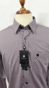 SAN SCIARO - Áo Sơ Mi Tay Dài Màu Rượu Vang Chấm Bi Form Regular Lai Bầu Quà Tặng Nam Việt Tiến