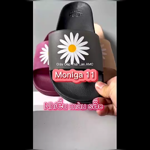 Dép Thái Lan Nữ Quai Ngang Chính Hãng Monobo Moniga 11 Họa Tiết Trơn - màu đen đỏ mận