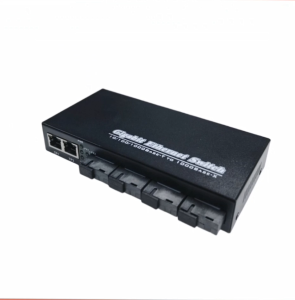 Gigabit Fiber Optical Switch 4 SC 3 RJ45 Gigabit Ethernet Switch (2A 2B) with 5V2A power supply