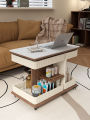 Elevating Rock Surface Coffee Table Multi-Functional Sofa Side Table Small Household Living Room Mobile Cart Trendy Table. 