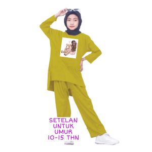 Setelan Anak Perempuan Terbaru 2023 Bahan Kaos Babyterry One Set Anak Remaja 10 -15 Tahun Boneka