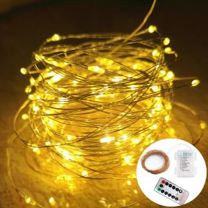 20-200LED Fairy Lights Battery Operated Twinkle String Lights Copper/Silver Wire Dimmable Lights with Remote Control Timer