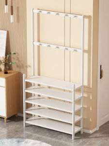 Simple Modern Solid Wood Indoor Shoe Rack Home Use White Hanging Coat Integrated Storage Stand Entrance Hall Floor Mounted