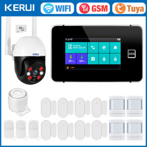 Kerui | KERUI G60B 4.3 inch Touch Screen Panel WIFI GSM Alarm System with Temperature Humidity Display Tuya Smart Home Alarm for House