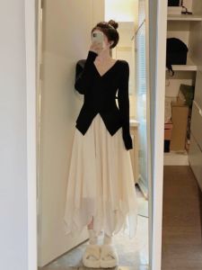 LUOFEN | French Gentle Lace Half Skirt Women Spring Fairy A-Line Unique Personality Irregular Design Gored Skirt High Waist Midi Skirt