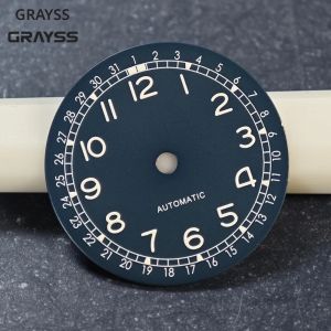 หน้าปัดนาฬิกา Nologo Pilot Military Field ขนาด 28.5 มม. สีขาว ตัวเลขอารบิก ลาย C3 spure lume SKX NH35A NH34A PT ETA MIYOTA อะไหล่นาฬิกา