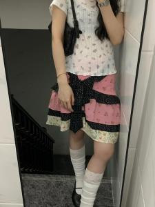 Váy Ngắn Xếp Ly Họa Tiết Hoa Và Chấm Bi Cho Nữ Mùa Hè Thiết Kế Ngọt Ngào Mới Váy Ngắn Chữ a Cạp Cao