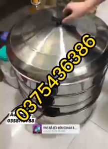 Nồi hấp gà ủ muối - Nồi hấp inox chạy điện size 47cm 3 tầng hấp