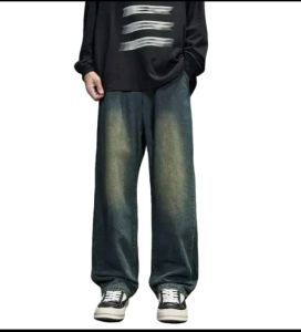 Wardakum Loose jeans Reguler Celana jeans Pria Korean Baggy Oversize Vintage Gombrong Skena