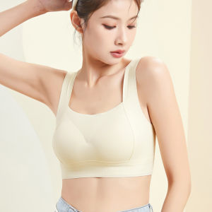 บราไร้รอยต่อสำหรับผู้หญิงเสื้อกล้ามกีฬาไร้สายกึ่งถ้วยที่คงที่ดันทรงชุดชั้นในสำหรับผู้หญิงสไตล์ M-2XL