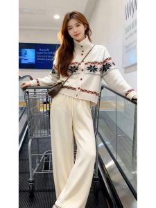 Shalldoer | Retro Soft Fair Isle Pattern High Neck Loose Sweater