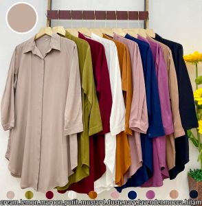 BESTSELLER KEMEJA TUNIK WANITA / KEMEJA POLOS PANJANG / ATASAN WANITA KEKINIAN