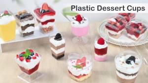 50 Hộp Cốc Nhựa Đựng Tráng Miệng Có Nắp Cốc Sữa Chua Dùng Cho Tiệc Đựng Pudding Trái Cây Và Kem Cốc Dùng Một Lần