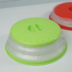 Microwave Splash-Proof Cover Collapsible Food Cover Hollow-Out Drain Basket with Handle Essential Tools