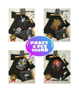 paket hemat kaos anak 100rb dapat 4 pcs  usia 7 tahun sampai 13 tahun