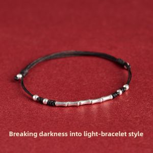QINGXIANGTAI | Lucky Red and Silver Bamboo Knot Charm Bracelet