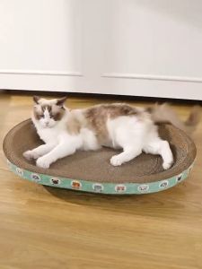 Oval Cat Scratcher Corrugated Paper Scratching Board Bowl Bed Tempat Tidur Mainan Papan Gorek Kucing Mangkok Tahan lama