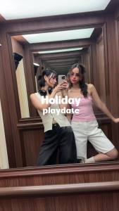 Sis story กางเกงยีนส์ ขาสั้น เอวกลาง ทรงเบอร์มิวด้า Sis 051 Bagel shorts - Black / White