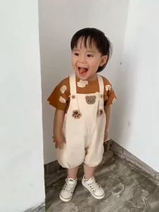BB-SS Childrens Clothes Boys Summer Overalls Set 2023 Korean Style Childrens Handsome and Fashionable Summer Girls Casual Overalls