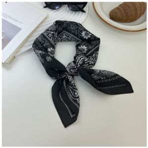 ผ้าพันคอไหมสีแดงสไตล์ฮิปฮอปวินเทจคลาสสิกอเนกประสงค์สำหรับเต้นรำบนถนน ผ้าพันคอ ผ้าพันผม ยางยืดตกแต่ง เครื่องประดับแฟชั่นฤดูใบไม้ผลิและฤดูใบไม้ร่วง