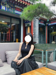 Elegant Black Long Sleeveless Qipao Dress Womens Slim Fit Fashionable Button Design Autumn New Arrival Commute Suitable