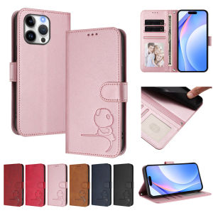 Cute Cartoon Animal Embossed Flip Wallet Phone Case for iphone 18 pro max 17 air 16 15 14 13 PU Leather Multi Card Slots Kickstand Cover With Magnetic Buckle Shockproof Protective Casing For Girls