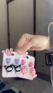 HA027 Anting Imut Karakter Anak Lucu Sanrio Unik Kuromi Melody Cinnamon Hadiah Model Jepit