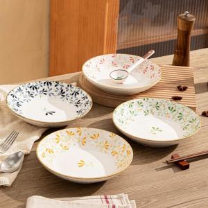 OMK Japanese Style Ceramic 8 inch Deep plate Pasta Plate Salad Bowl soup plate