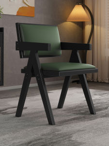 Vintage Solid Wood Dining Chair Living Room Casual Armchair Back Chair Tea Chair French Chandigarh Style Furniture Home Use
