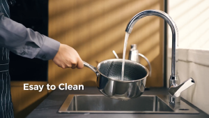 Amercook Aristo 18cm Honeycomb Stainless Steel Non-Stick Saucepan – Induction Ready Scratch Resistant Safe Cooking