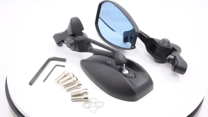 Street King Motorcycle Side Mirror Anti Glare Blue Lens Adjustable Rearview Mirror