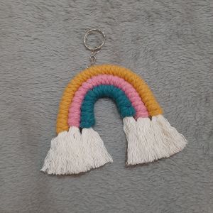 mini rainbow macrame keychain gantungan kunci mini macrame rainbow