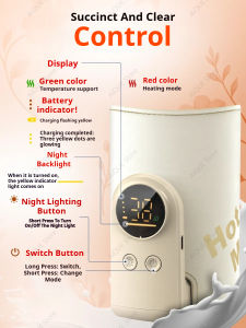 AiQUE 10000mAh USB Portable Milk Warmer for Baby Outdoor Constant Temperature Bottle Insulation Cover Hot Milk and Milk Heating