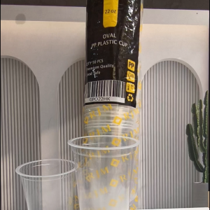 Gelas Oval 22oz 7gr RJM / Gelas Cup Oval 22oz Bulat Tebal / Cup U Oval / Gelas Oval PP + Tutup 50 pcs